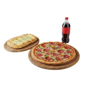 Large Speciality Pizza, Large Garlic Fingers with 2L pop